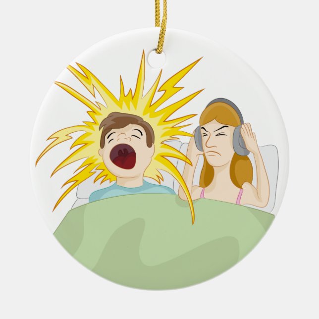 Snoring Husband Ceramic Tree Decoration (Front)