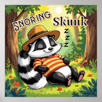 Snoring Skunk | Cute Cartoon Kid's Nursery Art