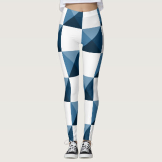 Snorkel Blue 3D Illusion Chequered Pattern Leggings