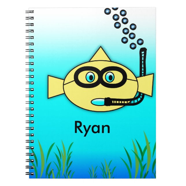 Snorkel Fish with Name Spiral Notebook (Front)