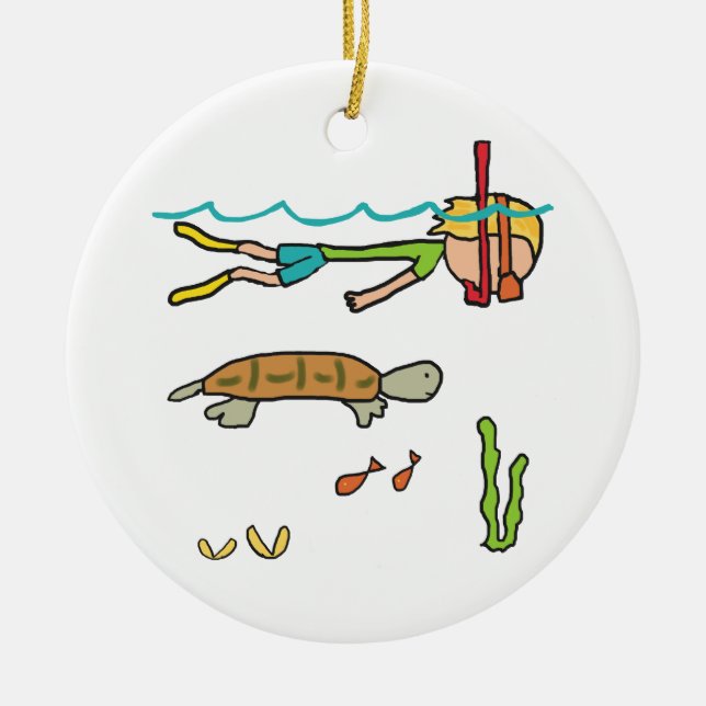 Snorkeling Ceramic Tree Decoration (Front)