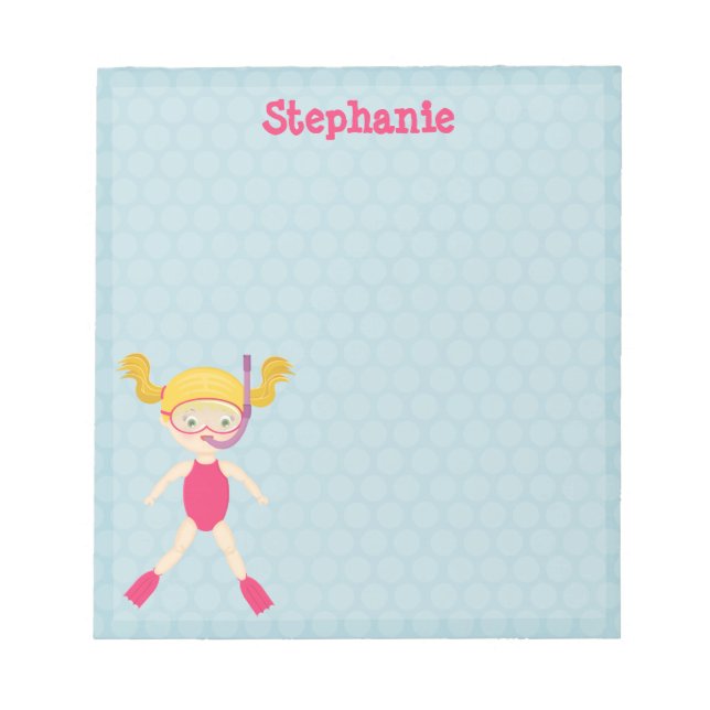 Snorkeling Girl Beach Party Notepad (Front)