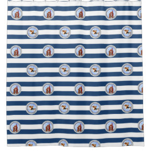 Snorkelling Basset Porthole KiniArt Shower Curtain