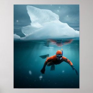 Snorkelling below the ice poster