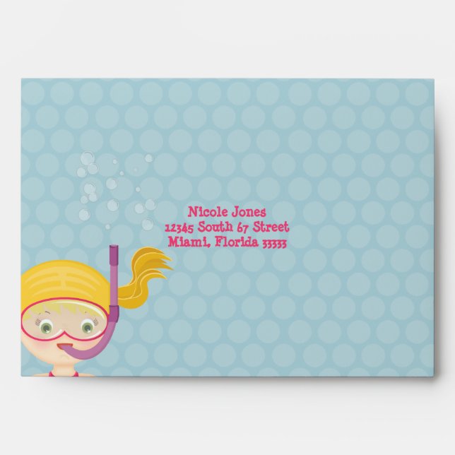 Snorkelling Girl Beach Party Envelope (Front)