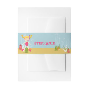 Snorkelling Girl Beach Party Invitation Belly Band