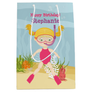 Snorkelling Girl Beach Party Medium Gift Bag