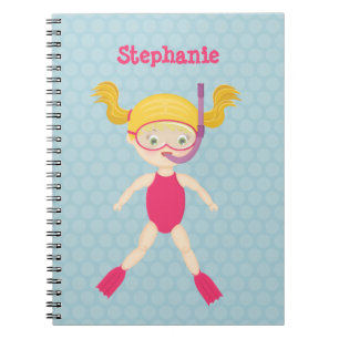 Snorkelling Girl Beach Party Notebook
