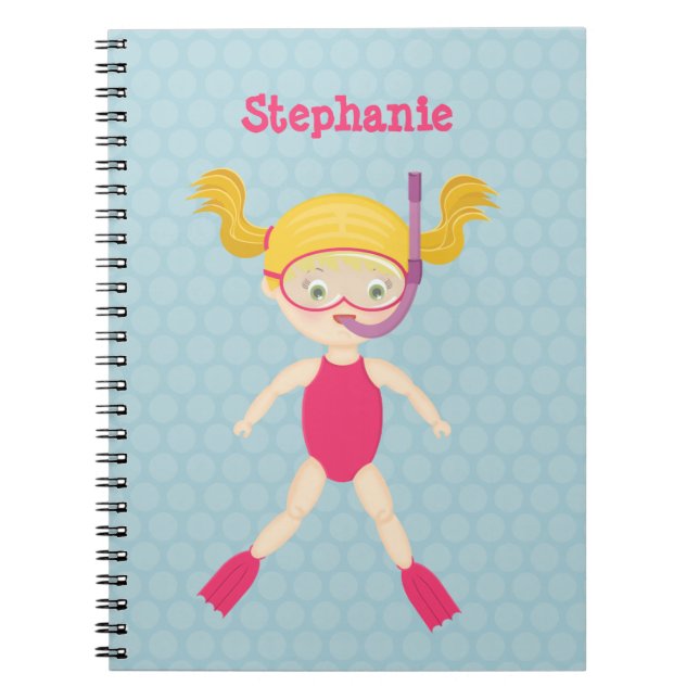 Snorkelling Girl Beach Party Notebook (Front)