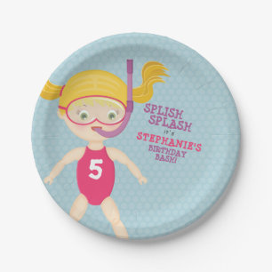 Snorkelling Girl Beach Party Paper Plate