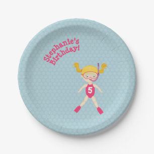 Snorkelling Girl Beach Party Paper Plate