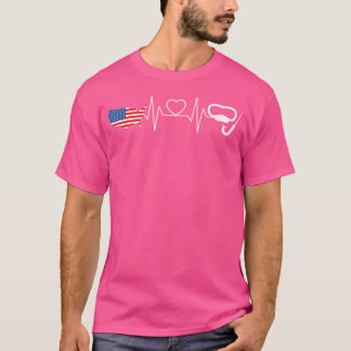 Snorkelling Heartbeat Patriotic American Flag Usa T-Shirt