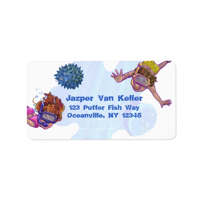 Snorkelling Kids Address Label (Front)