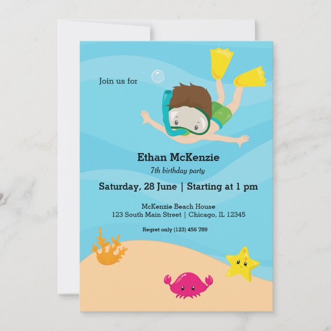 Snorkelling party invitation (Front)