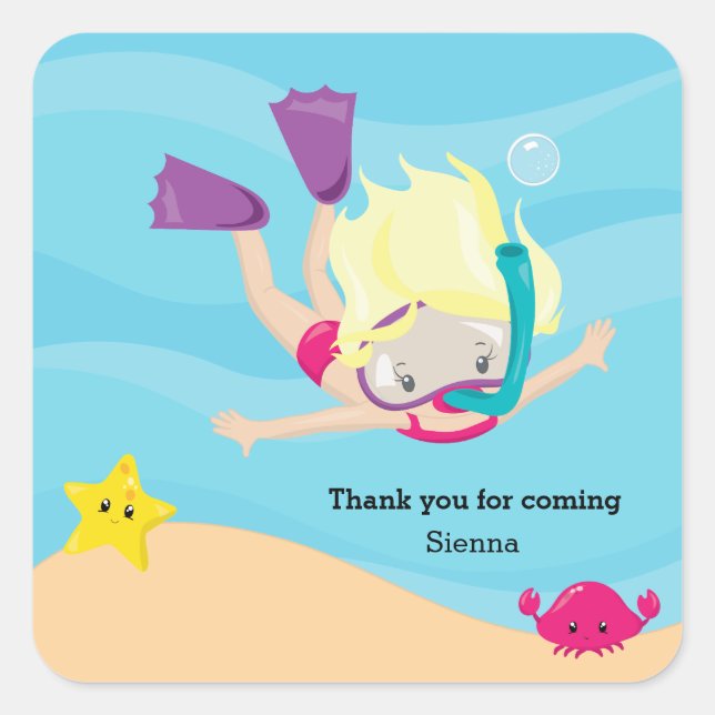 Snorkelling Square Sticker (Front)