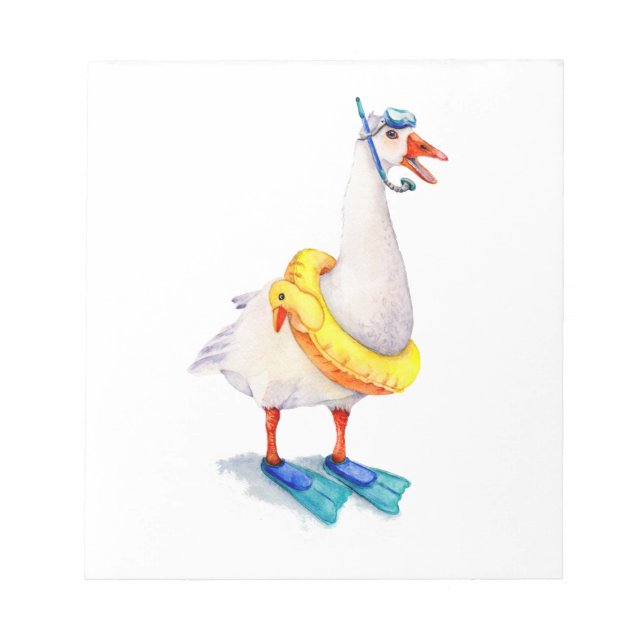 Snorkelling White Goose Notepad (Front)