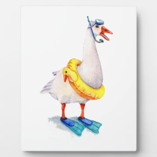 Snorkelling White Goose Plaque