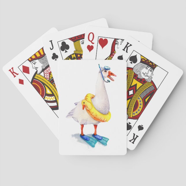 Snorkelling White Goose Playing Cards (Back)