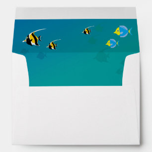 Snorkelling with tropical fish boy birthday party envelope