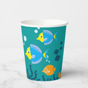 Snorkelling with tropical fish boy birthday party paper cups