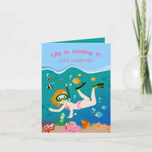 Snorkelling with tropical fish girl Birthday Party Invitation
