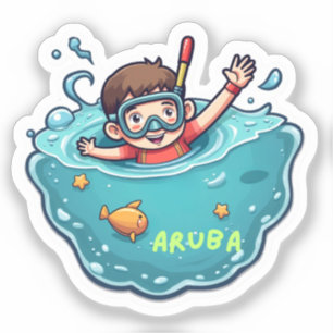 Snorkleing in aruba small boy