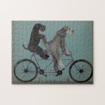 snorted tandem jigsaw puzzle<br><div class="desc">Gray tandem by Fabfunky. Features schnauzers riding a bicycle in a whimsical,  steampunk style. | 192047D</div>