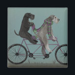 snorted tandem magnet<br><div class="desc">Gray tandem by Fabfunky. Features schnauzers riding a bicycle in a whimsical,  steampunk style. | 192047D</div>