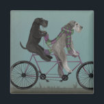 snorted tandem magnet<br><div class="desc">Gray tandem by Fabfunky. Features schnauzers riding a bicycle in a whimsical,  steampunk style. | 192047D</div>