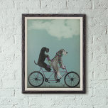 snorted tandem poster<br><div class="desc">Gray tandem by Fabfunky. Features schnauzers riding a bicycle in a whimsical,  steampunk style. | 192047D</div>