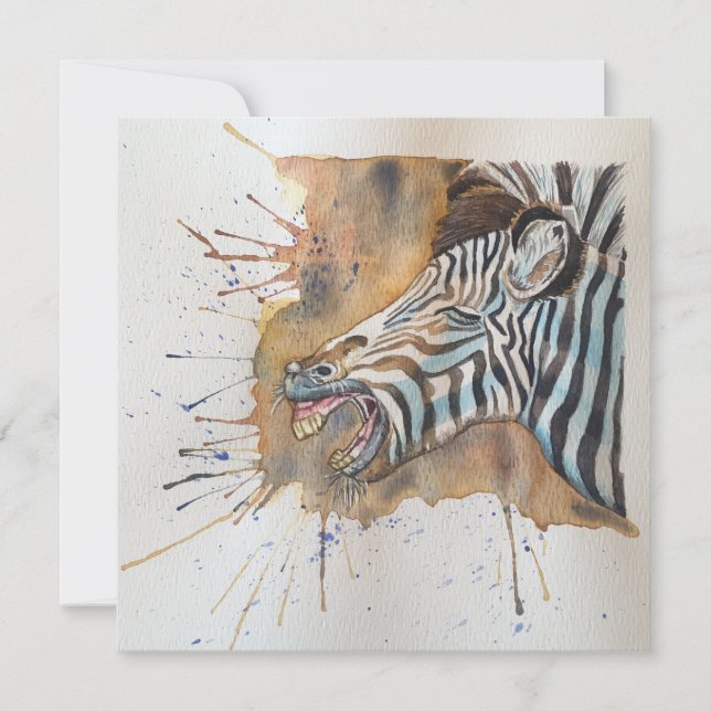 Snorting Zebra Postcard Style Notecard (Front)