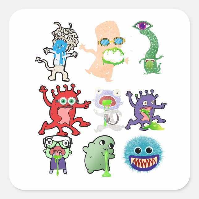 Snotty puke creatures square sticker (Front)
