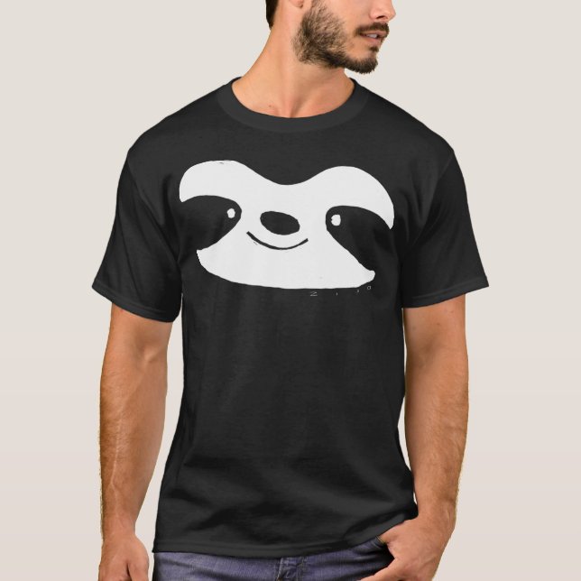 Snout Of A Smiling Sloth Who Enjoys His Lazy Life T-Shirt (Front)