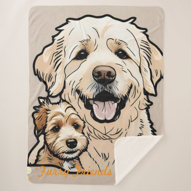 "Snouts and Snuggles" Sherpa Blanket (Front)