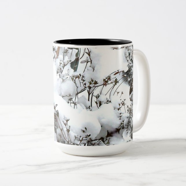 Snow Abstract Two-Tone Coffee Mug (Front Right)