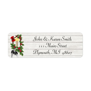 Snow and Christmas Tree Address Label