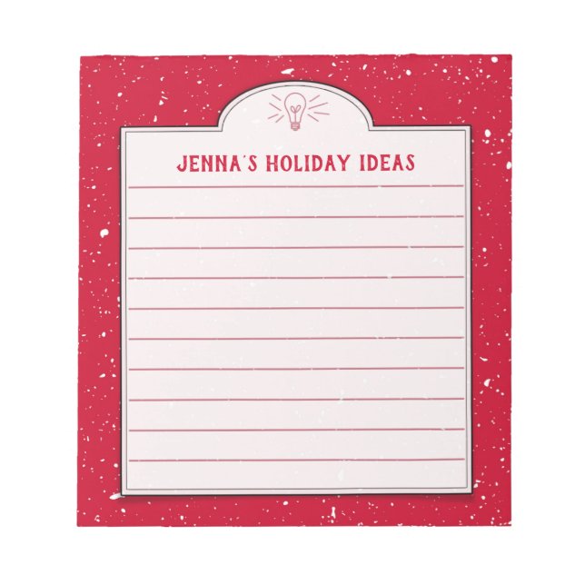 Snow and Red Custom Holiday Shopping or Idea Notep Notepad (Front)