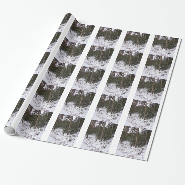 Snow and trees on gift wrap by bbillips (Unrolled)