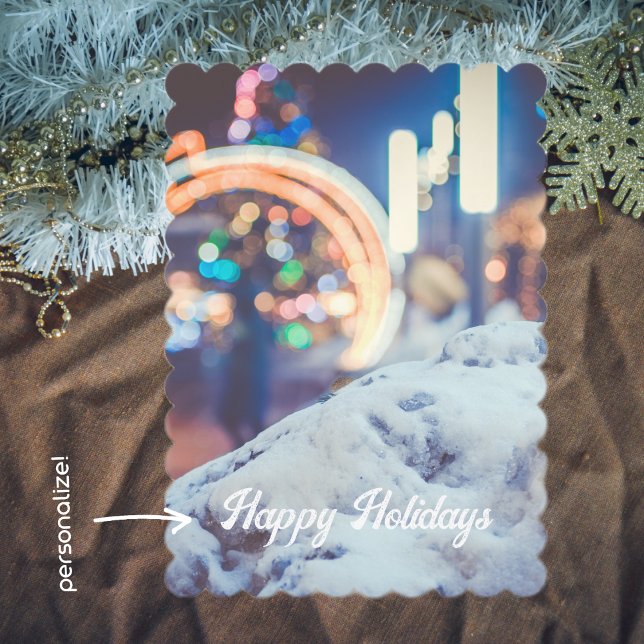 Snow and winter lights holiday card (Creator Uploaded)