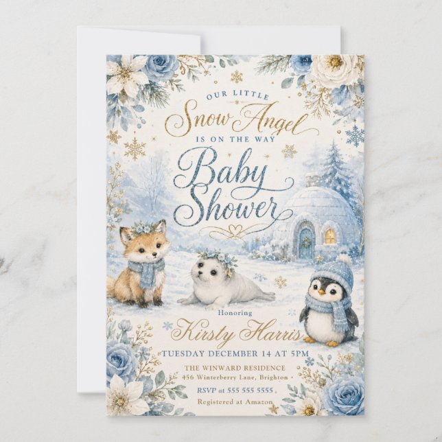Snow Angel Baby Shower Invitation (Front)