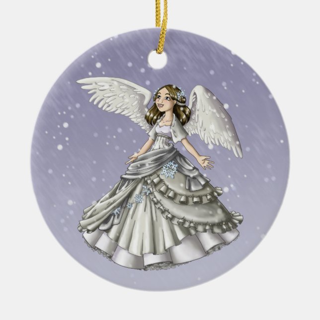 Snow Angel Ceramic Tree Decoration (Front)