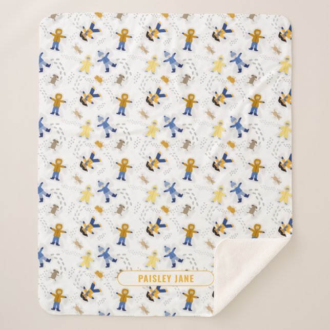 Snow Angel Children with pets Sherpa Blanket (Front)