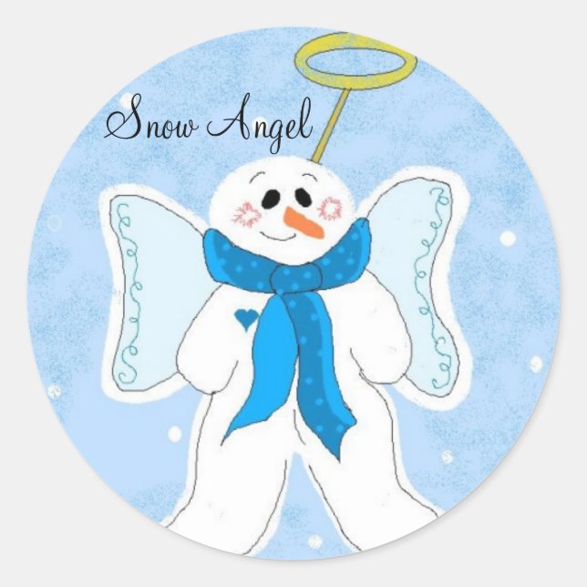 Snow Angel Classic Round Sticker (Front)