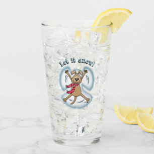 Snow Angel Dog Fun Cute Christmas Holiday Funny Glass