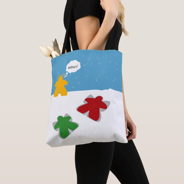 Snow Angel Meeples Tote Bag (Close Up)