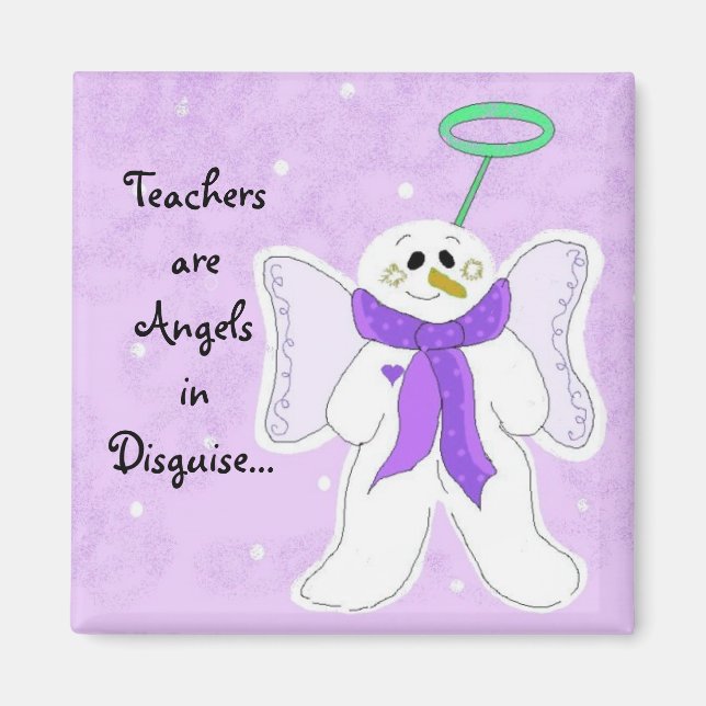 Snow Angel with Teacher Saying Magnet (Front)