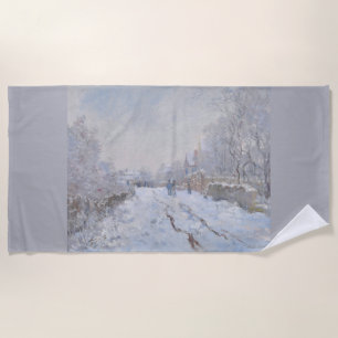 Snow at Argenteuil (by Claude Monet) Beach Towel