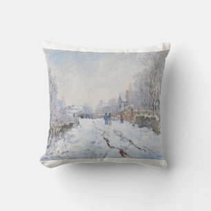 Snow at Argenteuil by Claude Monet Cushion