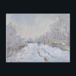 Snow at Argenteuil (by Claude Monet) Postcard<br><div class="desc">This design features an image of a famous oil-on-canvas painting by French impressionist Claude Monet (1840–1926). Its title is "Snow at Argenteuil" (or, in the original French, "Rue sous la neige, Argenteuil"). It is the largest of no less than eighteen works Monet painted of his home commune of Argenteuil while...</div>
