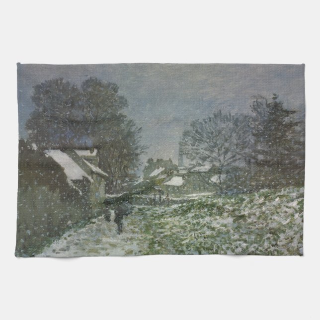 Snow at Argenteuil by Claude Monet Tea Towel (Horizontal)